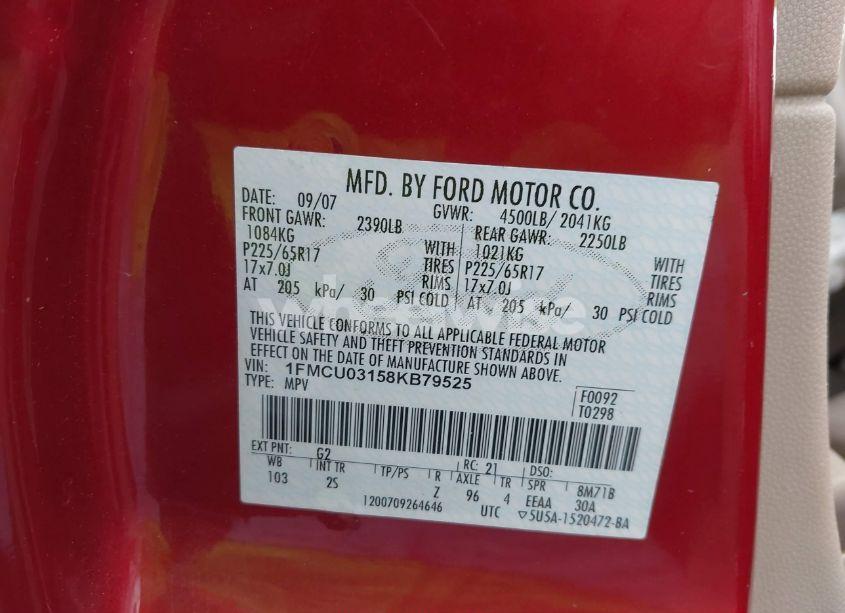 Photo 9 of 2008 Ford Escape XLT (VIN 1FMCU03158KB79525)