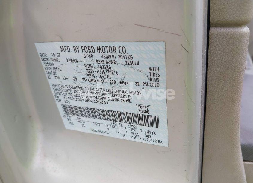 Photo 9 of 2008 Ford Escape XLT (VIN 1FMCU03158KC06061)