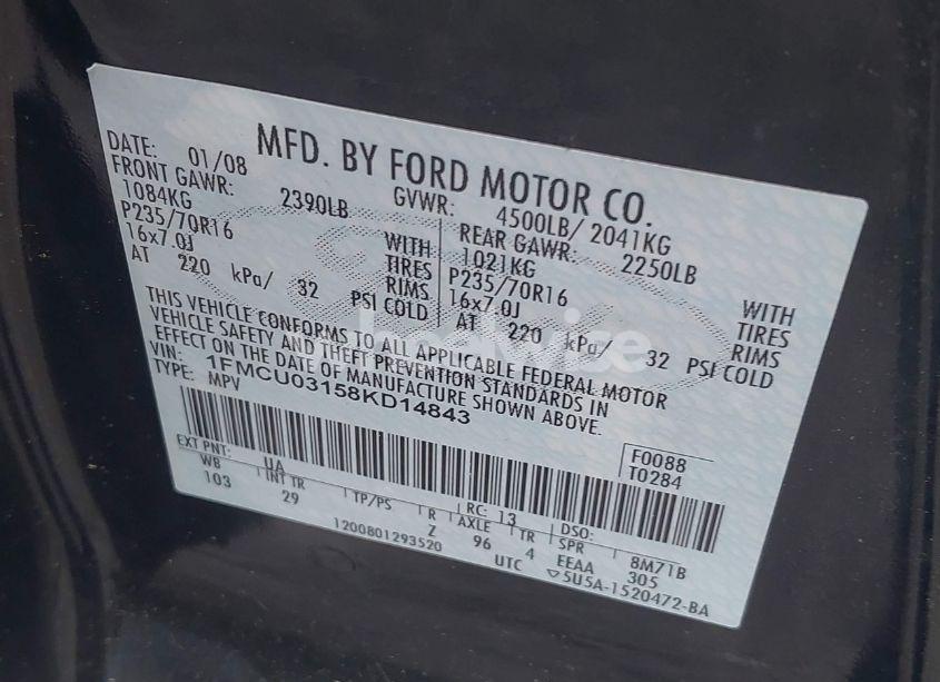 Photo 9 of 2008 Ford Escape XLT (VIN 1FMCU03158KD14843)
