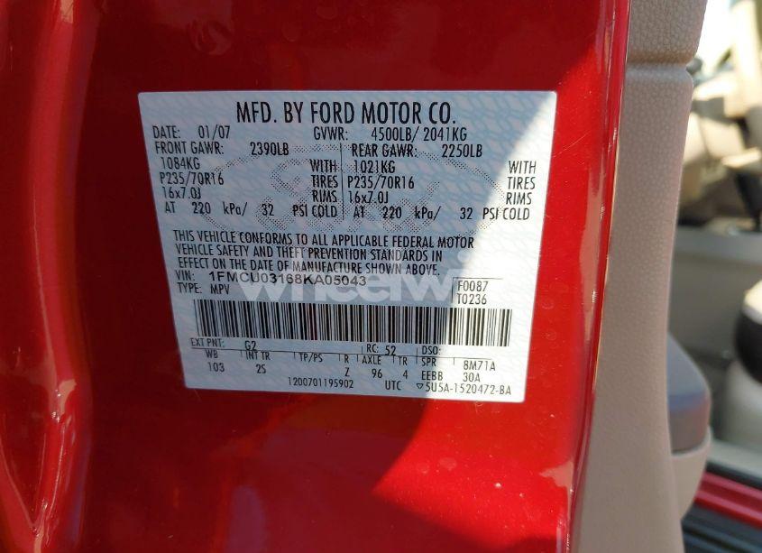 Photo 9 of 2008 Ford Escape XLT (VIN 1FMCU03168KA05043)