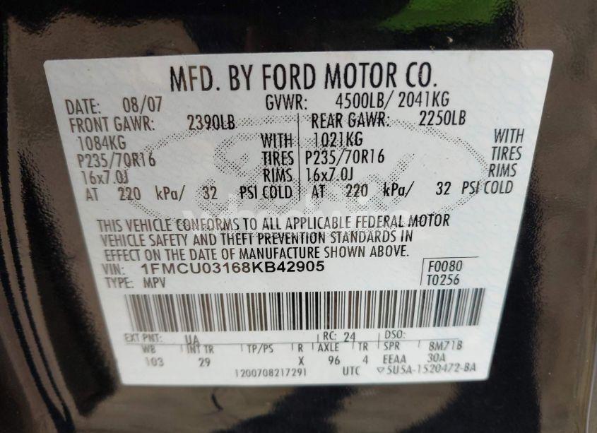 Photo 9 of 2008 Ford Escape XLT (VIN 1FMCU03168KB42905)