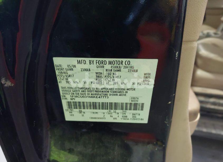 Photo 9 of 2008 Ford Escape XLT (VIN 1FMCU03168KE47773)