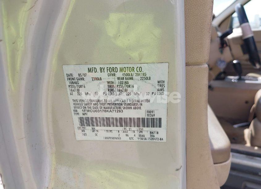 Photo 9 of 2008 Ford Escape XLT (VIN 1FMCU03178KA71293)