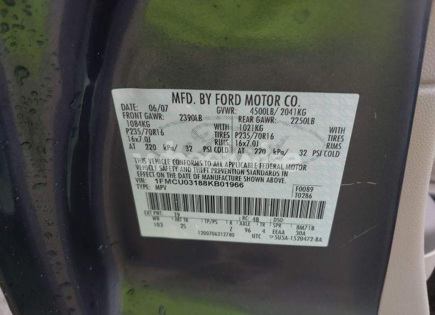 Photo 9 of 2008 Ford Escape XLT (VIN 1FMCU03188KB01966)