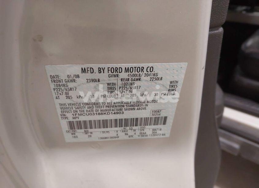 Photo 9 of 2008 Ford Escape XLT (VIN 1FMCU03188KD14903)