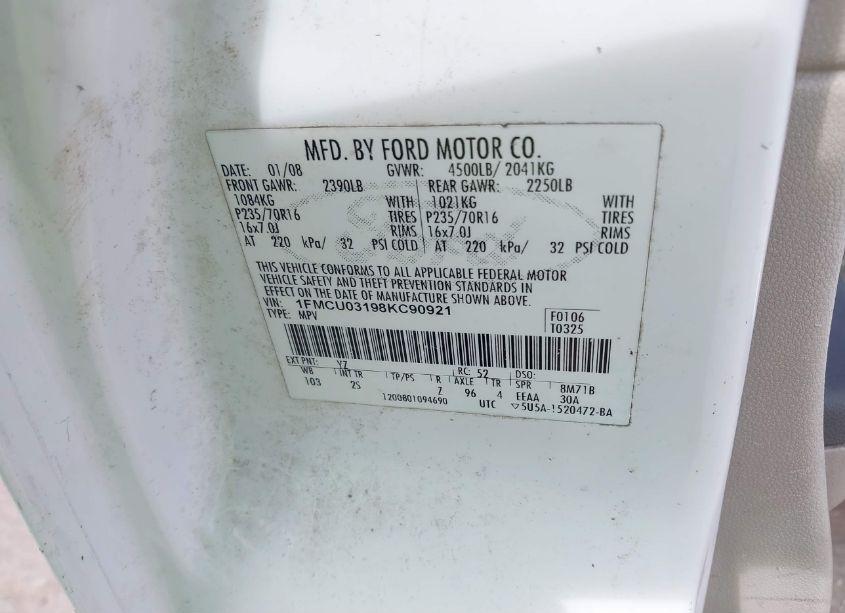 Photo 9 of 2008 Ford Escape XLT (VIN 1FMCU03198KC90921)