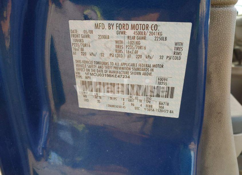 Photo 9 of 2008 Ford Escape XLT (VIN 1FMCU03198KE47234)