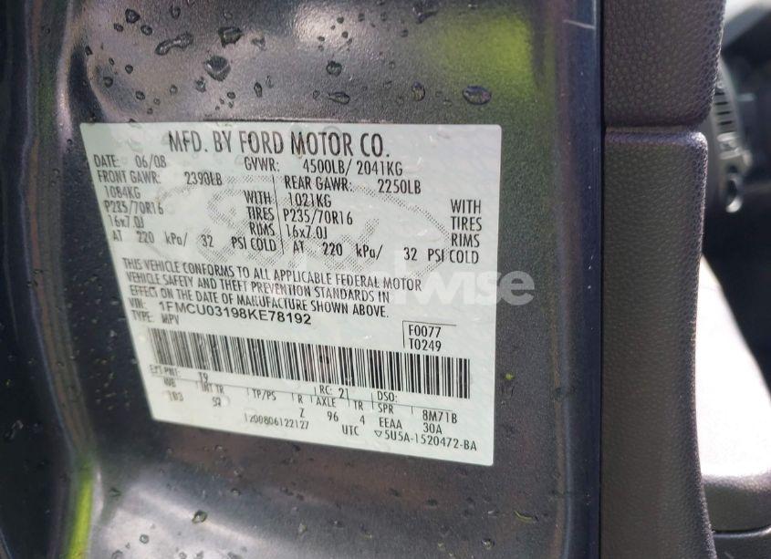 Photo 9 of 2008 Ford Escape XLT (VIN 1FMCU03198KE78192)