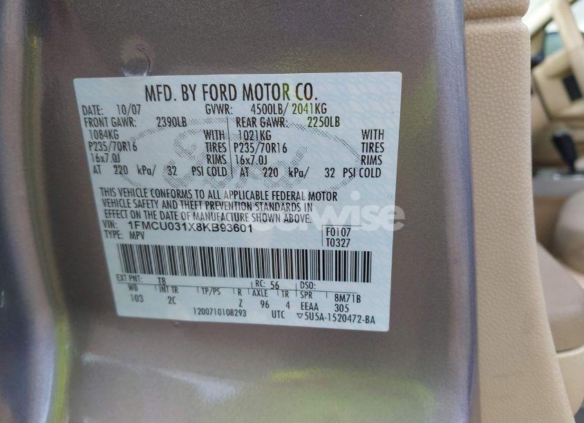 Photo 9 of 2008 Ford Escape XLT (VIN 1FMCU031X8KB93601)