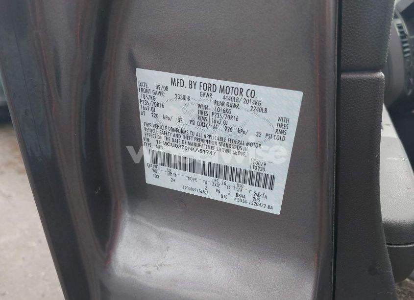Photo 9 of 2009 Ford Escape XLT (VIN 1FMCU03709KA51747)