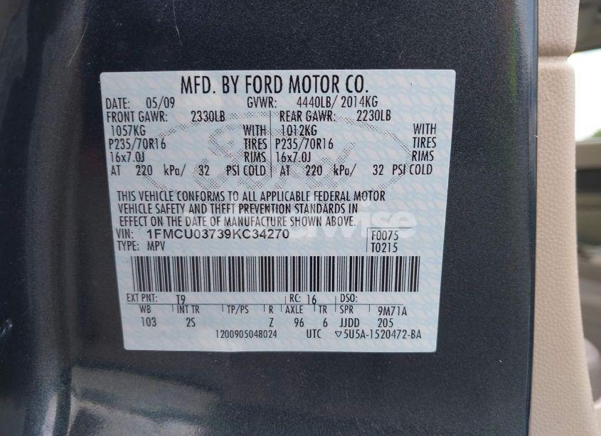Photo 9 of 2009 Ford Escape XLT (VIN 1FMCU03739KC34270)