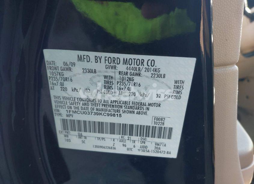 Photo 9 of 2009 Ford Escape XLT (VIN 1FMCU03739KC99815)