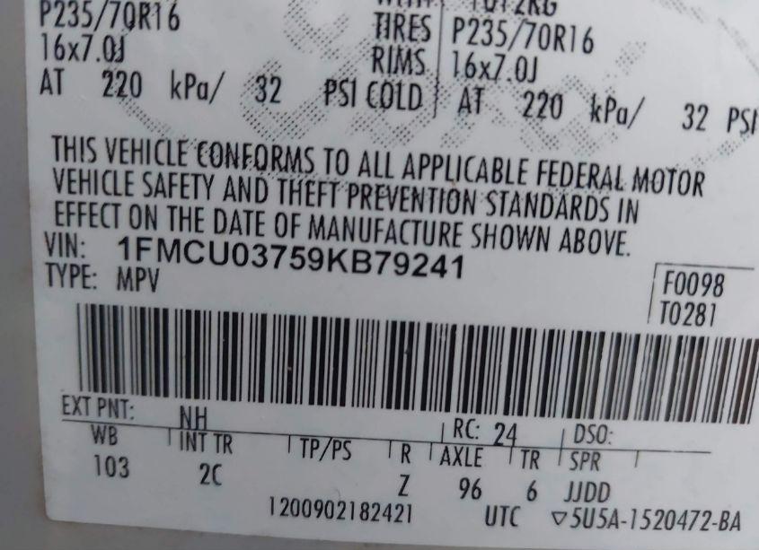 Photo 9 of 2009 Ford Escape XLT (VIN 1FMCU03759KB79241)