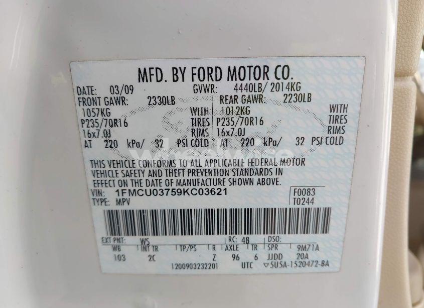 Photo 9 of 2009 Ford Escape XLT (VIN 1FMCU03759KC03621)
