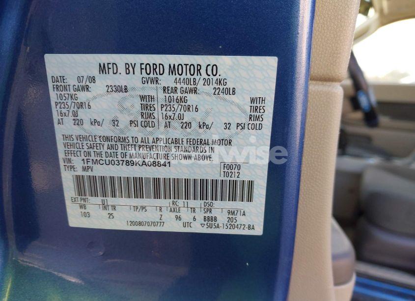 Photo 9 of 2009 Ford Escape XLT (VIN 1FMCU03789KA08841)