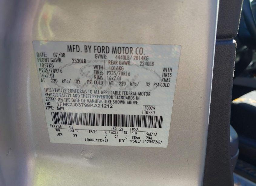 Photo 9 of 2009 Ford Escape XLT (VIN 1FMCU03799KA21212)