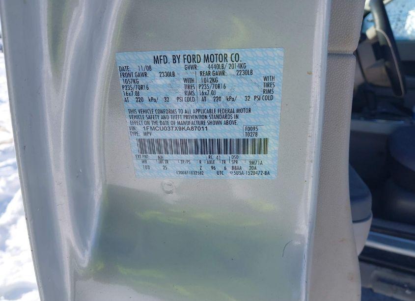 Photo 9 of 2009 Ford Escape XLT (VIN 1FMCU037X9KA87011)