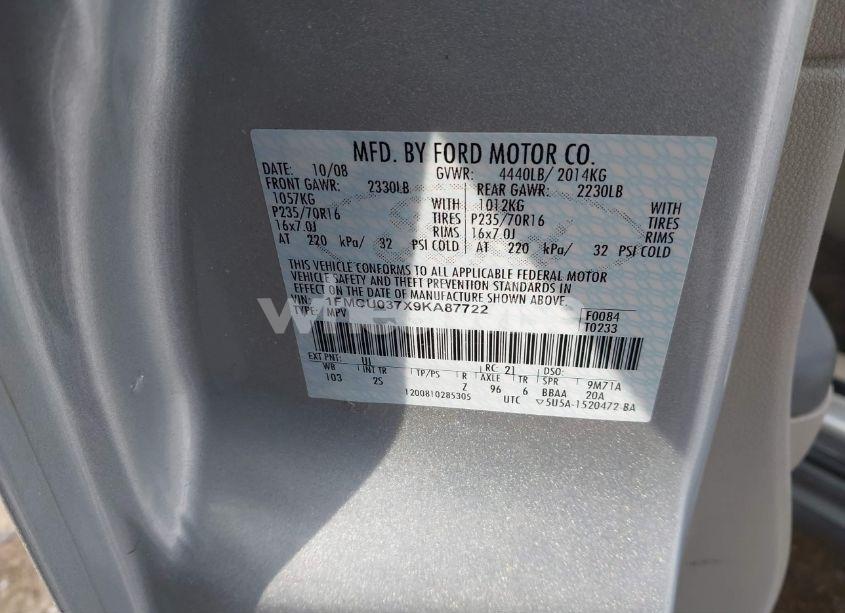 Photo 9 of 2009 Ford Escape XLT (VIN 1FMCU037X9KA87722)