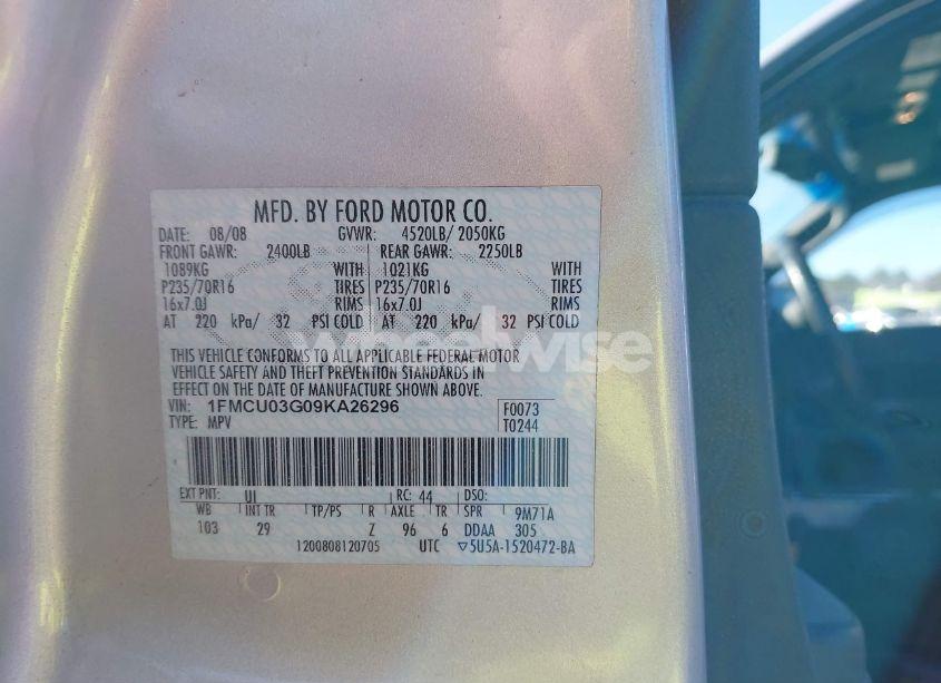 Photo 9 of 2009 Ford Escape XLT (VIN 1FMCU03G09KA26296)