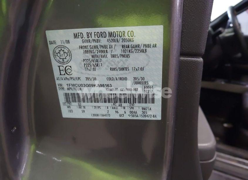 Photo 9 of 2009 Ford Escape XLT (VIN 1FMCU03G09KA98163)