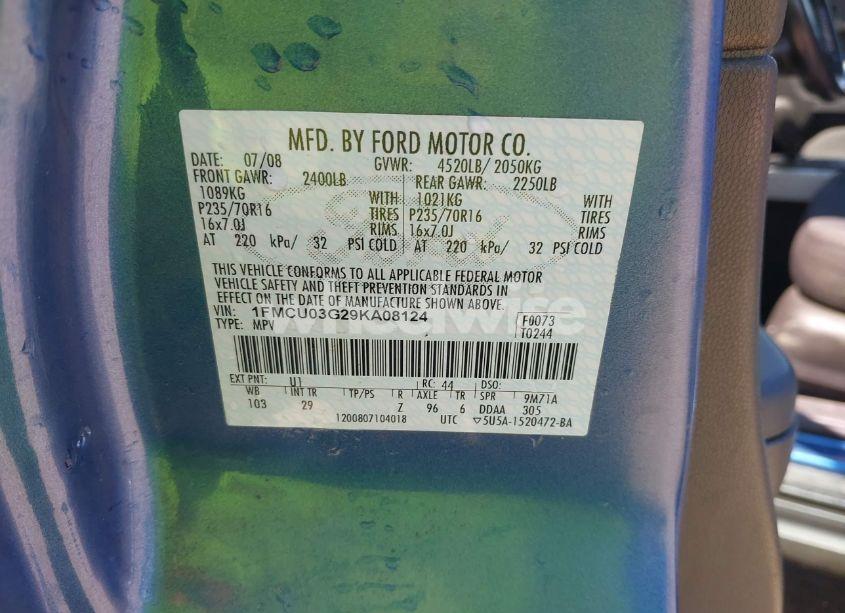 Photo 9 of 2009 Ford Escape XLT (VIN 1FMCU03G29KA08124)