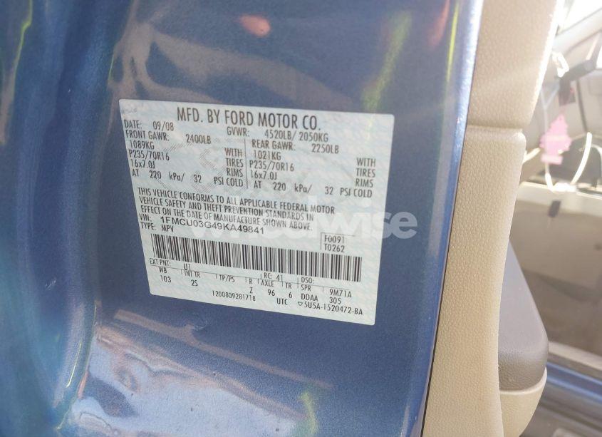 Photo 9 of 2009 Ford Escape XLT (VIN 1FMCU03G49KA49841)