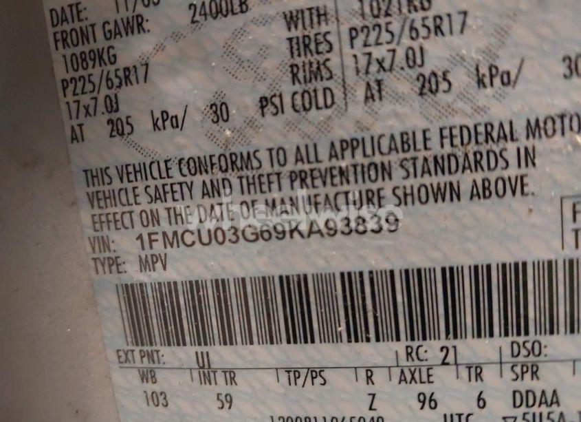 Photo 9 of 2009 Ford Escape XLT (VIN 1FMCU03G69KA93839)