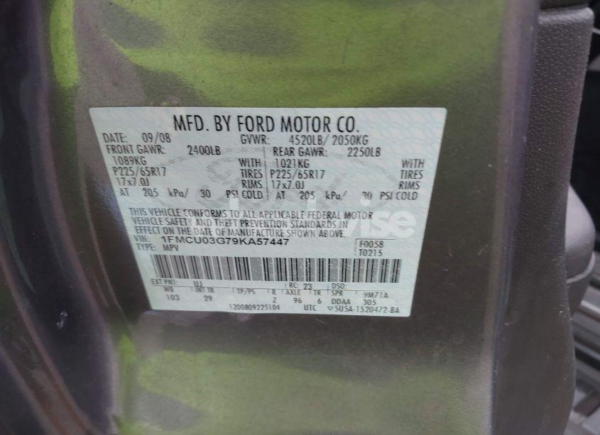 Photo 9 of 2009 Ford Escape XLT (VIN 1FMCU03G79KA57447)