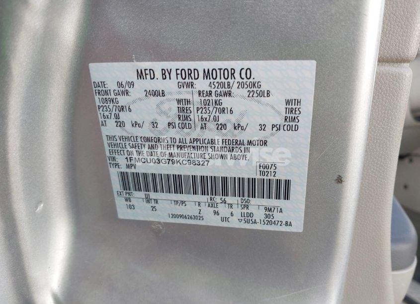 Photo 9 of 2009 Ford Escape XLT (VIN 1FMCU03G79KC98327)