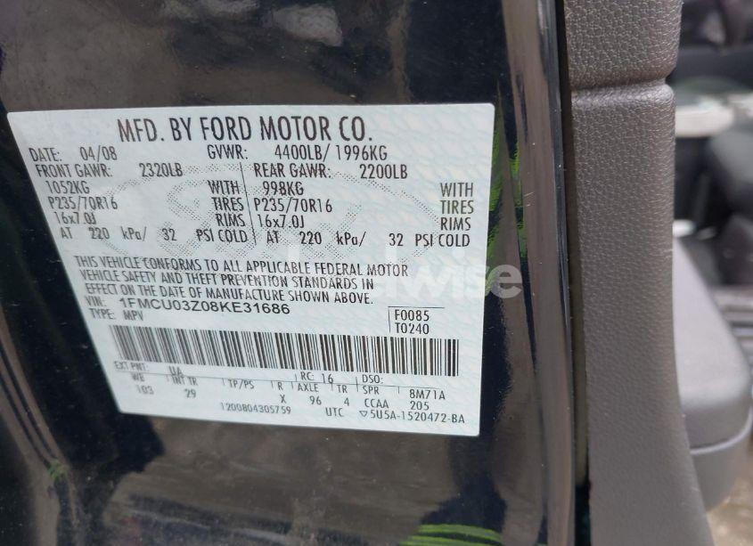 Photo 9 of 2008 Ford Escape XLT (VIN 1FMCU03Z08KE31686)