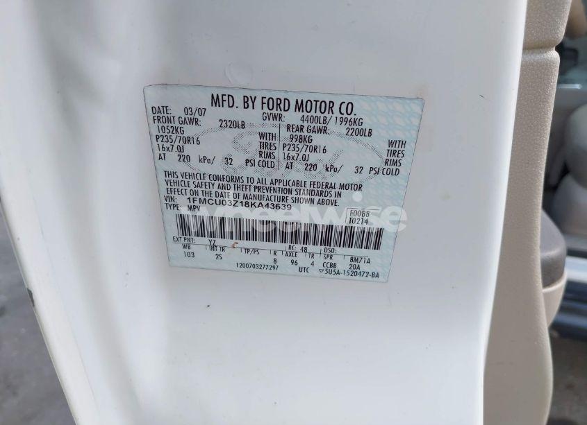 Photo 9 of 2008 Ford Escape XLT (VIN 1FMCU03Z18KA43639)