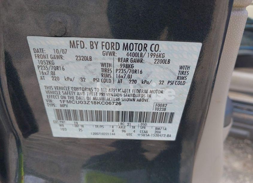Photo 9 of 2008 Ford Escape XLT (VIN 1FMCU03Z18KC06726)