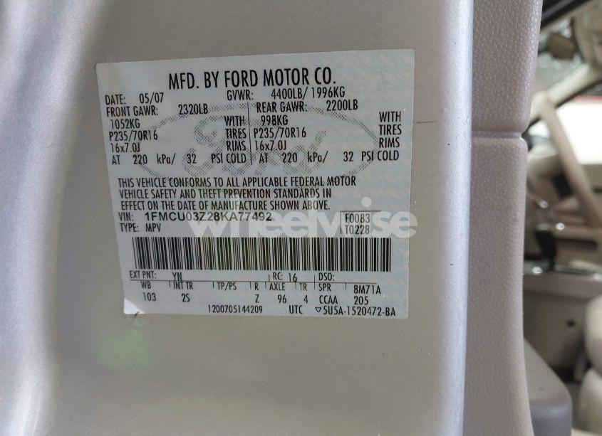 Photo 9 of 2008 Ford Escape XLT (VIN 1FMCU03Z28KA77492)