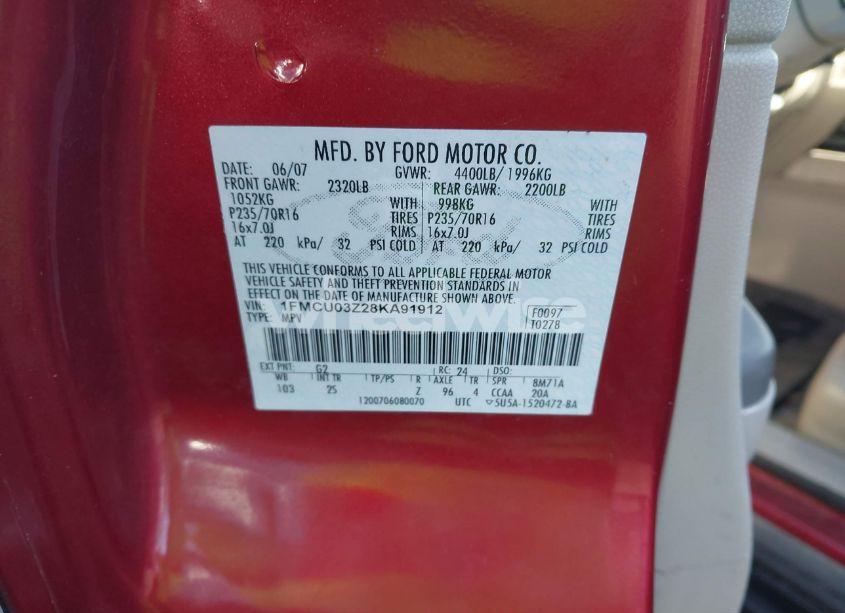 Photo 9 of 2008 Ford Escape XLT (VIN 1FMCU03Z28KA91912)