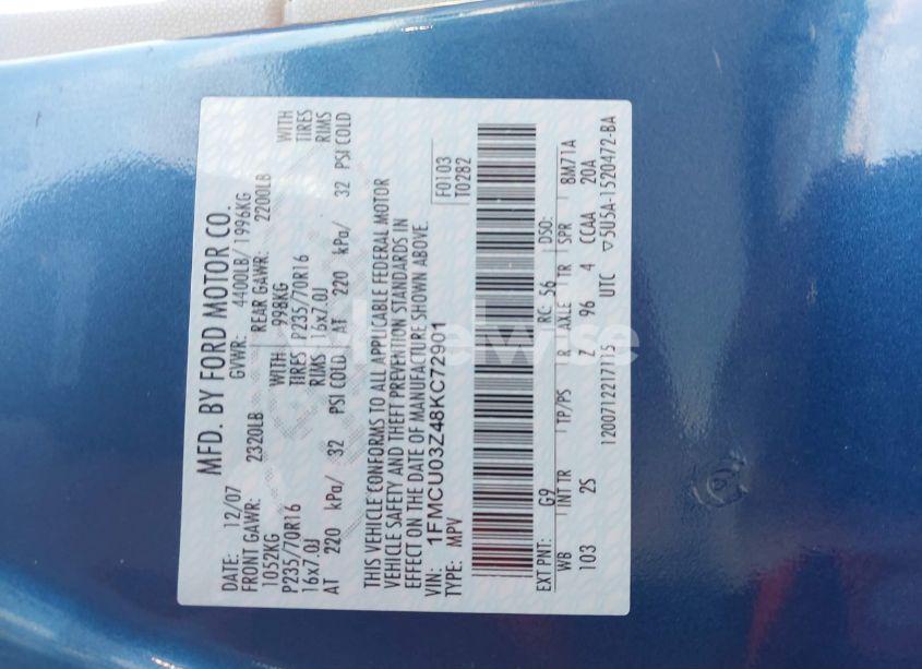 Photo 9 of 2008 Ford Escape XLT (VIN 1FMCU03Z48KC72901)