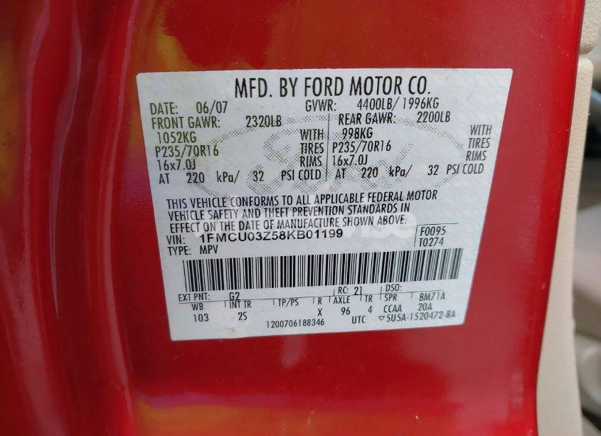 Photo 9 of 2008 Ford Escape XLT (VIN 1FMCU03Z58KB01199)