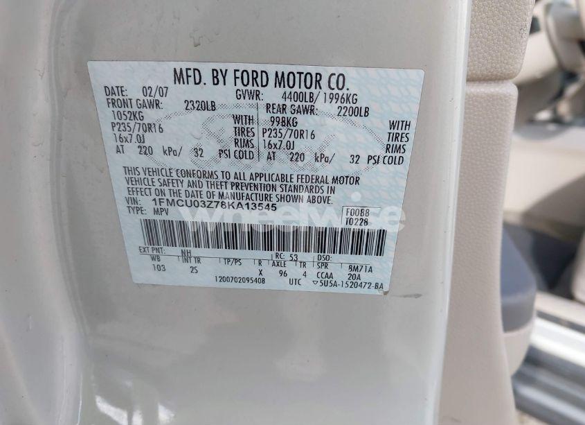 Photo 9 of 2008 Ford Escape XLT (VIN 1FMCU03Z78KA13545)