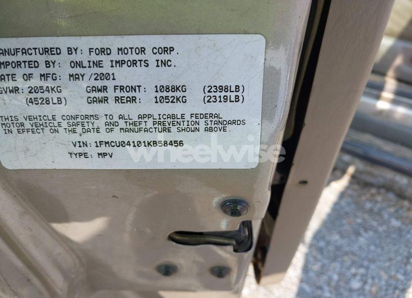 Photo 9 of 2001 Ford Escape XLT (VIN 1FMCU04101KB58456)