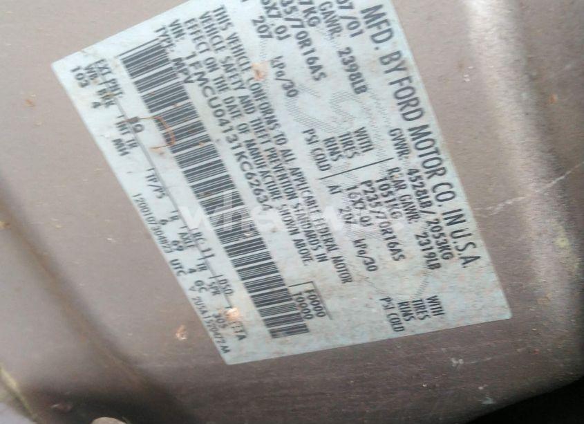 Photo 9 of 2001 Ford Escape XLT (VIN 1FMCU04131KC62634)