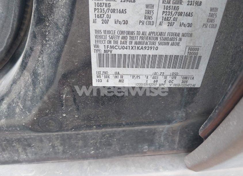 Photo 9 of 2001 Ford Escape XLT (VIN 1FMCU041X1KA93910)
