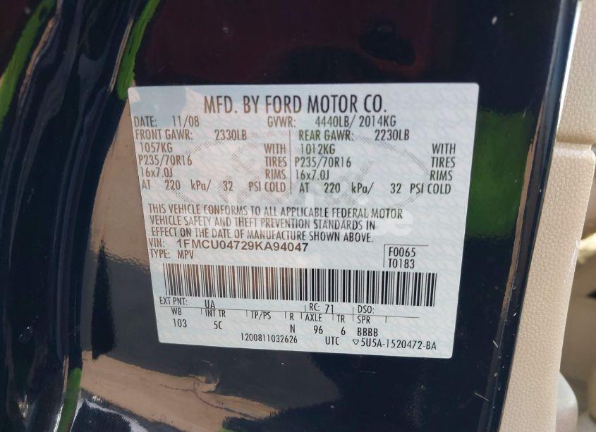 Photo 9 of 2009 Ford Escape LIMITED (VIN 1FMCU04729KA94047)