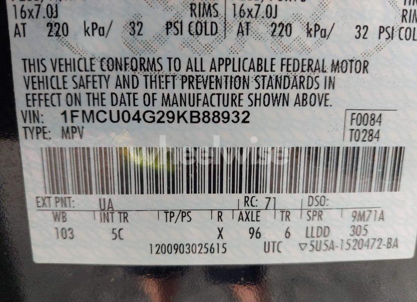 Photo 9 of 2009 Ford Escape LIMITED (VIN 1FMCU04G29KB88932)