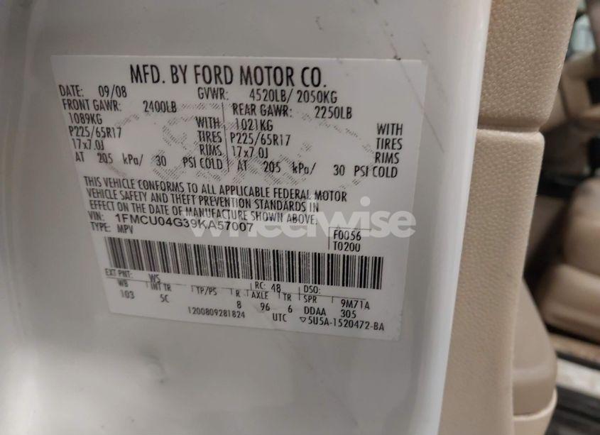 Photo 9 of 2009 Ford Escape LIMITED (VIN 1FMCU04G39KA57007)