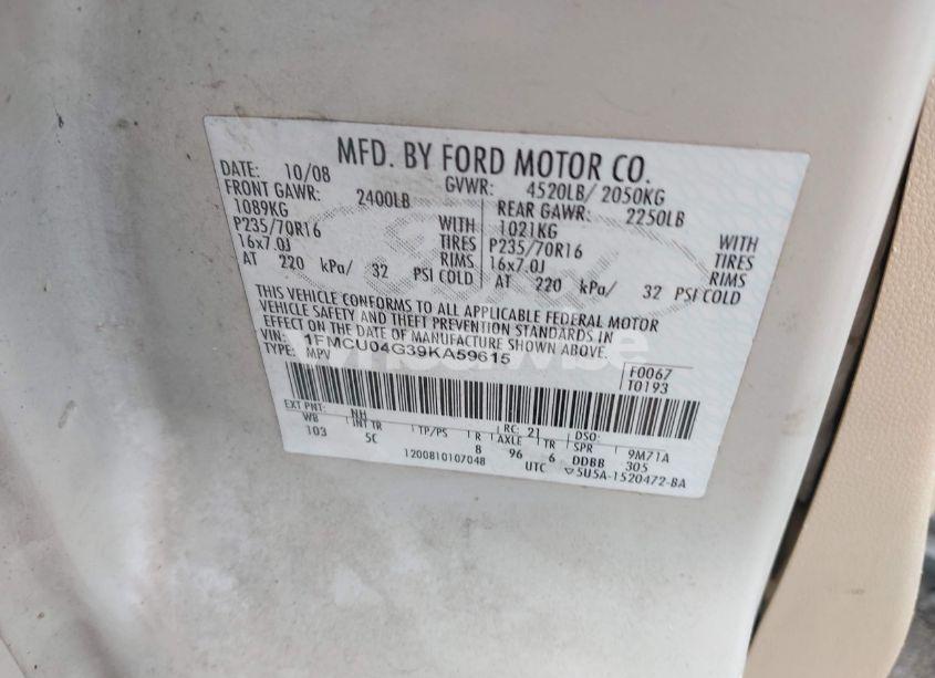 Photo 9 of 2009 Ford Escape LIMITED (VIN 1FMCU04G39KA59615)
