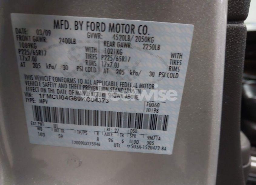 Photo 9 of 2009 Ford Escape LIMITED (VIN 1FMCU04G89KC04373)