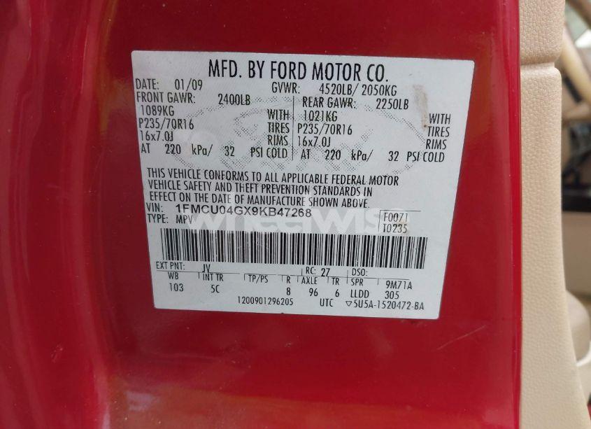 Photo 9 of 2009 Ford Escape LIMITED (VIN 1FMCU04GX9KB47268)