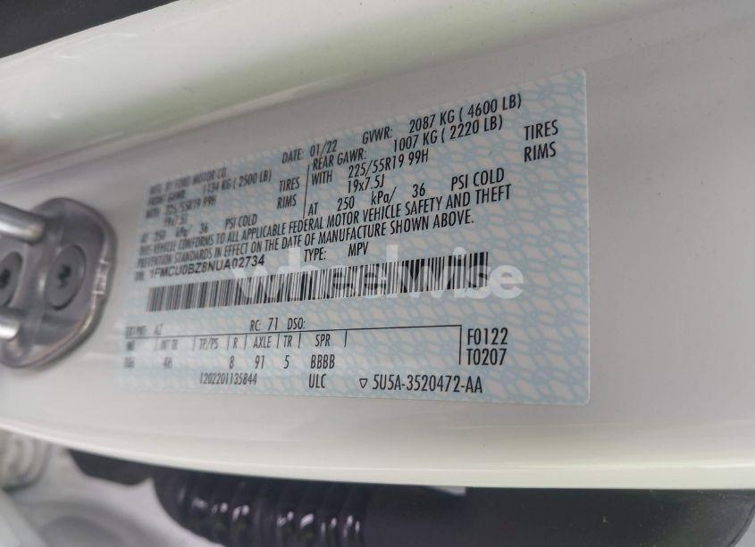 Photo 9 of 2022 Ford Escape SE HYBRID (VIN 1FMCU0BZ8NUA02734)