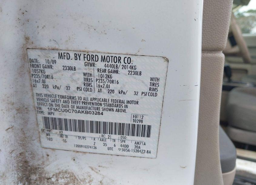 Photo 9 of 2010 Ford Escape XLS (VIN 1FMCU0C70AKB03284)