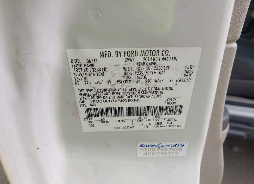 Photo 9 of 2011 Ford Escape XLS (VIN 1FMCU0C70BKC60105)