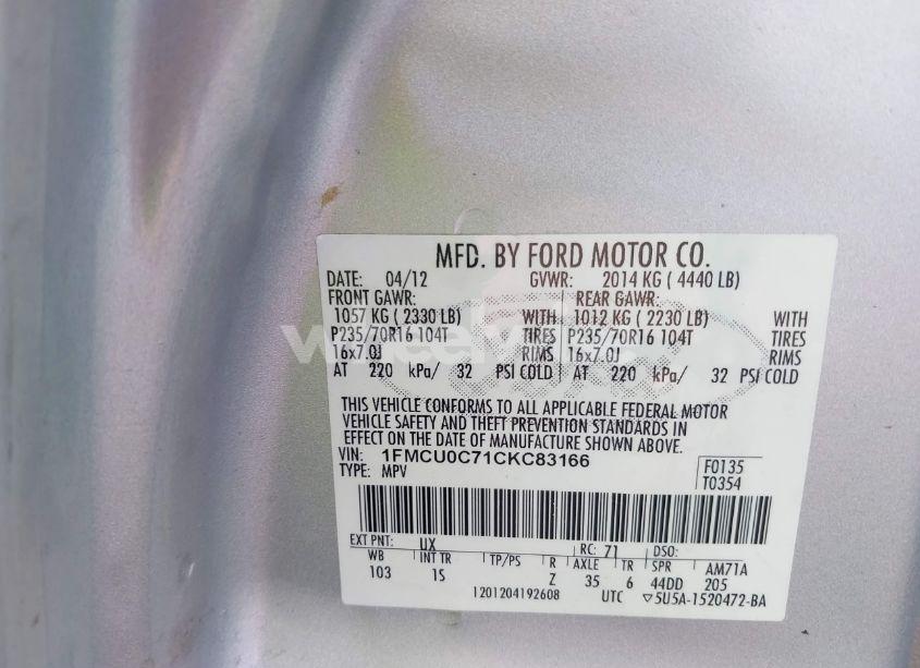 Photo 9 of 2012 Ford Escape XLS (VIN 1FMCU0C71CKC83166)